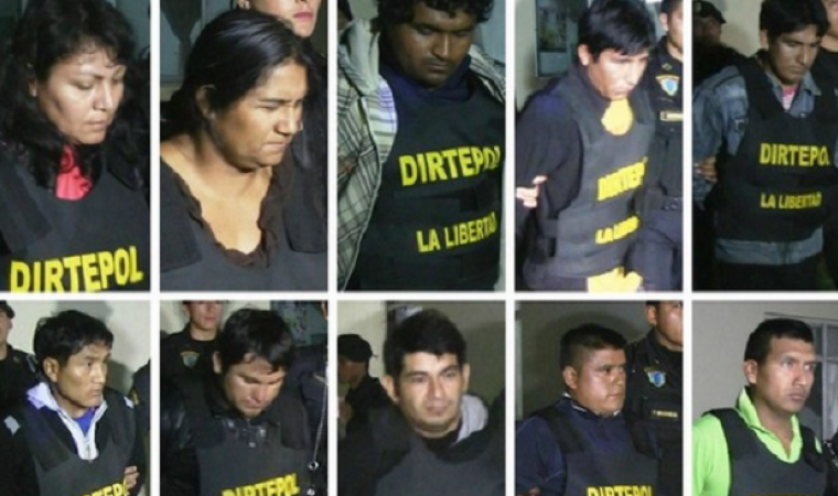 Presuntos integrantes de la banda criminal "Dragón Rojo- Nueva Era". (Foto PNP)