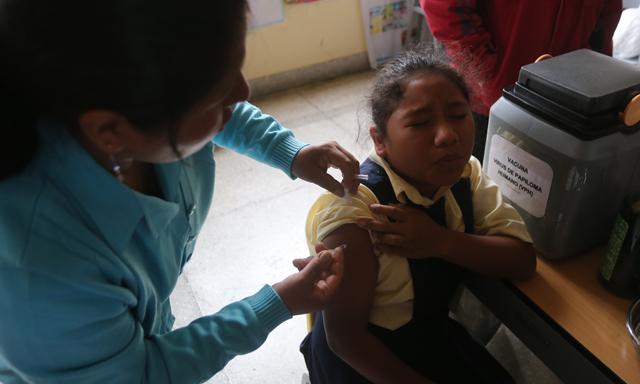 Vacunación se están realizando en colegios públicos y privados y centros de salud. foto: larepublica.pe