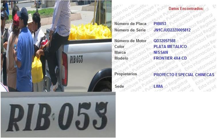 Se habría pretendido ocultar placa de camioneta oficial con cinta adhesiva.