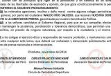 Parte del comunicado de representantes de gremios periodísticos chimbotanos.
