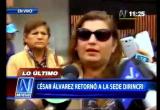 Milagros Asián, esposa de César Álvarez, llegó a la Dinincri y declaró en los exteriores.