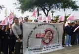 Pensionistas Siderúrgicos de Chimbote protestaron en la plaza de Armas. Foto: Milton Palpa
