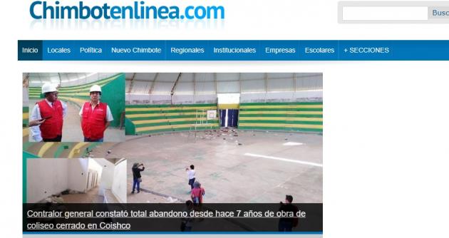Portada del diario digital www.chimbotenlinea.com