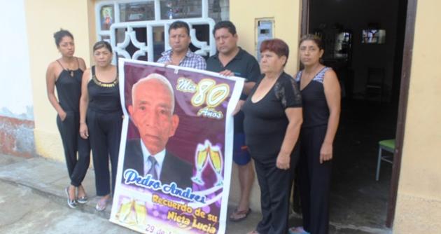 Desde su vivienda, la viuda María Leonor Huanilo de 61 años demandó justicia, mientras que sus hijas y familiares pidieron prisión para Dherly Chunga Alegre.