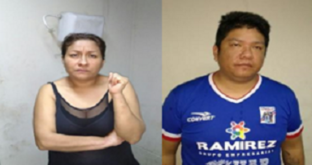 "Chino Malaco" y "Erika Platanera" al momento de su captura. (Foto elaboración Trujilloenlinea.pe)