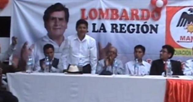 Sacerdote Luis Palomino en reciente acto proselitista del MANPE en Huaraz.