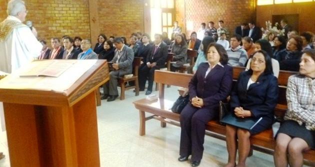 Misa con nuevas autoridades de las UNS en la capilla del Centro Pastoral.