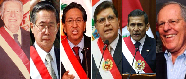 Los últimos siete presidentes del Perú, desde Fernando Belaunde, hasta Ollanta Humala. (Foto elaborada por Peruenlinea)