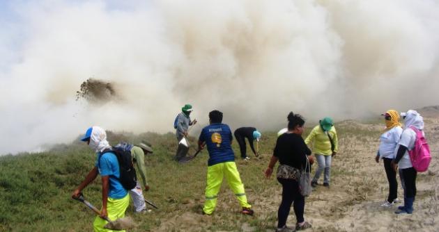 Inescrupulosos prendieron fuego al área verde de la zona.